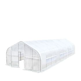 20' x 50' Tunnel Greenhouse Grow Tent w/12 Mil Ripstop Leno Mesh Cover, Cold Frame, Roll-up Windows, Peak Ceiling Roof, TMG-GH2050