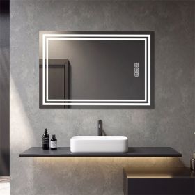 Bright LED Bathroom Mirror 40" x 32" Front Light, 5 Mins Defog, Full HD Reflected, 3 Colors Dimmable, Wall Mounted