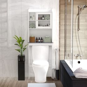 Modern Over The Toilet Space Saver Organization Wood Storage Cabinet for Home, Bathroom -White