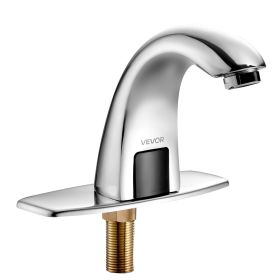 Touchless Bathroom Sink Faucet, Automatic Motion Sensor Restroom Toilet Faucet with Hole Cover Plate, Battery Operated