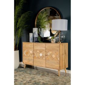 Austin Natural Checkered Pattern 3-Door Accent Cabinet