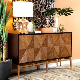 Capri Brown and Antique Gold 4-Door Accent Cabinet