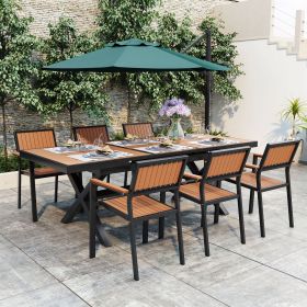 U_Style Experience Outdoor Dining Freedom with a Flexible Set Including Six Chairs and a Table that Extends from 62.9 to 82.6 Inches for Personal
