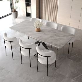 Extendable Dining Table Table Set for 6-8 Person for Dining Room
