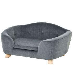 PawHut Miniature Dog / Cat Couch w/ Washable and Removable Cushion, Waterproof Cover, Gray