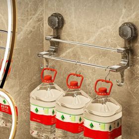 "No Hole Towel Rack - Strong Suction Cup Double Bar Hanger for Bathroom Decor"