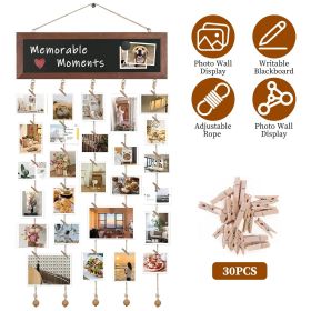 Bikoney Picture Frames Collage Wall Decor Photo Hanging Display Picture Board Wood Rustic Frames for Home Dorm Room Decor with Blackboard and 30