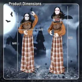5.4ft Halloween Animatronic Witch - Scary Pop-Up Head, Sound Button Activation, 4 Flashing Red Eyes & Screeching Laugh (Option: Default title)