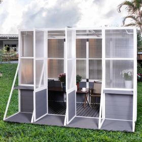 Wooden Lean-to Greenhouse For Outdoors, Heavy Duty Walk-in, For Winter (Option: Whitegray)