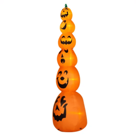 9FT Halloween Inflatable Stacked Pumpkins, Blow Up 6 Pumpkins Inflatable With Built-in LED Lights Outdoor Decorations Large Party Yard Decoration (Option: Style1)