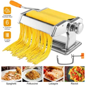 Pasta Maker Roller Machine Fettuccine Noodle Maker (Color: Silver)