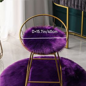1pc Round Faux Fur Sheepskin Rugs; Fluffy Living Room Carpet; Bedroom Floor Mat; Fluffy Round Rug For Seat Cover; Photographing Background Of Jew (Color: Purple, size: 15.7*15.7"/40*40cm)