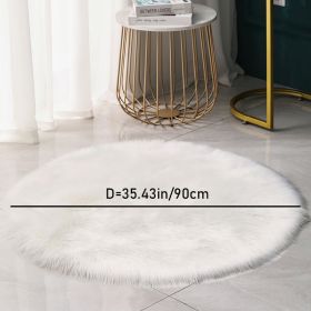 1pc Round Faux Fur Sheepskin Rugs; Fluffy Living Room Carpet; Bedroom Floor Mat; Fluffy Round Rug For Seat Cover; Photographing Background Of Jew (Color: White, size: 35.4*35.4"/90*90cm)