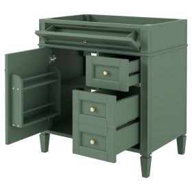 30'' Bathroom Vanity without Top Sink, Modern Bathroom Storage Cabinet with 2 Drawers and a Tipout Drawer (NOT INCLUDE BASIN) (Color: Green, Material: Solid Wood+MDF)