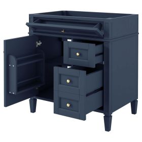 30'' Bathroom Vanity without Top Sink, Modern Bathroom Storage Cabinet with 2 Drawers and a Tipout Drawer (NOT INCLUDE BASIN) (Color: Blue, Material: Solid Wood+MDF)