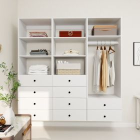 Livelylodge Modular Wardrobe Closet - Freestanding White Closet with Spacious Storage Shelves and Hanging Rods 70.86"W x 16.04"D x 70.86"H (size: A1A1A2)