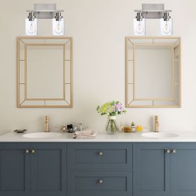 2-Light Black Bathroom Vanity Lights, E26 Modern Bathroom Light Fixtures with Clear Glass Shade (Number of Light: 2-Light, Color: Brushed Nickel)