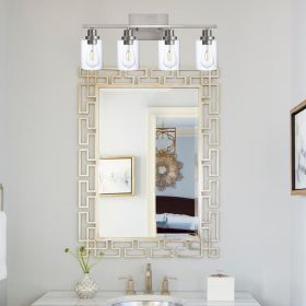 2-Light Black Bathroom Vanity Lights, E26 Modern Bathroom Light Fixtures with Clear Glass Shade (Number of Light: 4-Light, Color: Brushed Nickel)